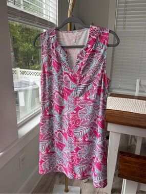 Pink Lily Dress in Tropical Print Soft and Stretchy Similar to Lily Size M